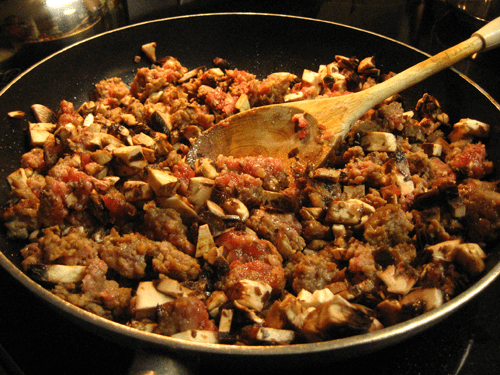 Sausage makes the filling savory and awesome.