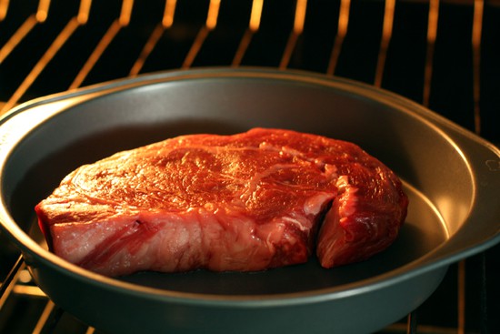 cooking a steak in the oven