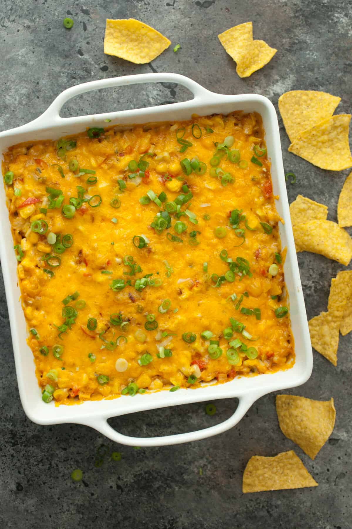 Spicy Corn Dip: Fresh sweet corn is the perfect base for this simple and delicious baked dip. Make it when corn is cheap and delicious! | macheesmo.com
