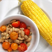 Blue Kitchen: Corn, Cannellini and Tomatoes