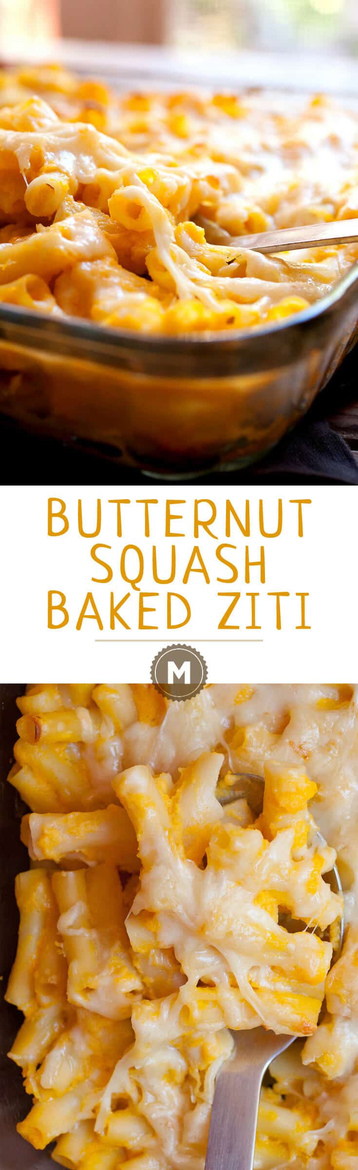 Butternut Squash Baked Ziti: This is such a great fall twist on classic baked ziti. Butternut Squash, Gruyere cheese, and a few spices to tie it all together. Easy to make and will feed a crowd! Baked ziti is the BEST! | macheesmo.com