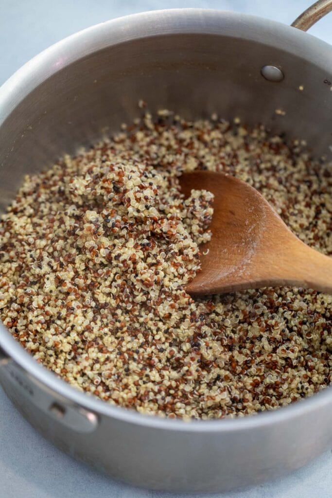 Cooked quinoa for salad