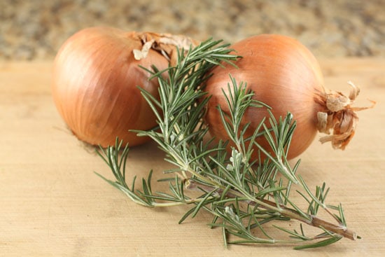 onions and herbs