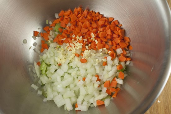chopped veg for Chicken and Stars