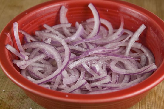 red onions for Salmon Tacos