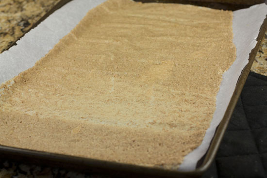 baked sheet of Homemade Bran Flakes