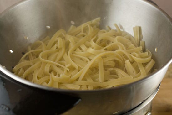 pasta done - Arugula Walnut Pesto recipe