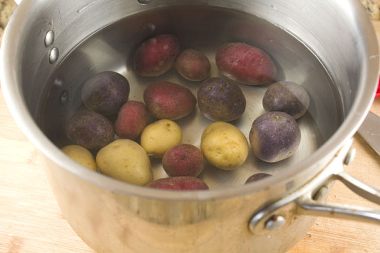 boiling potatoes for Steak and Potato Salad