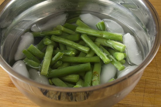 blanched beans for Picnic Pasta Salad