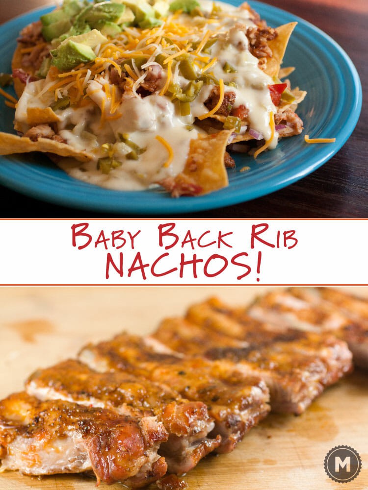 Slow roasted baby back ribs piled high on chips with all the traditional nacho toppings. You want a big plate of these Rib Nachos!