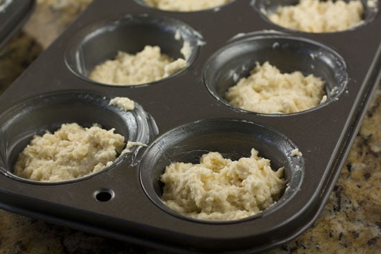 batter in tins - Coffee Cake Muffins