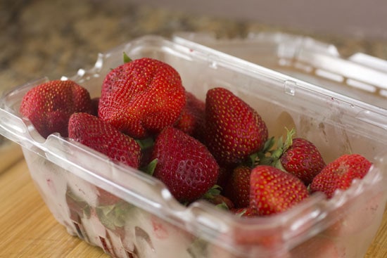 strawberries for Strawberry Lavender Paletas