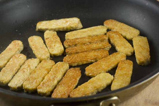 seared tempeh for Spicy Radish Salad