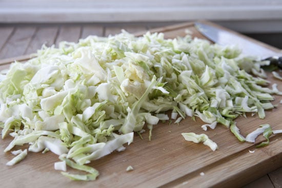 chopped cabbage for Cabbage Salsa
