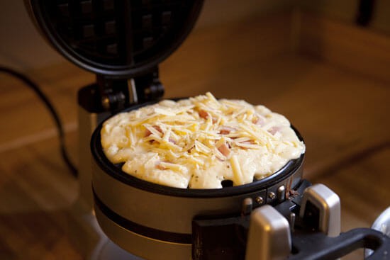 Piled on - Ham and Cheese Waffles