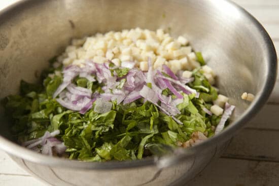 Toss it all together! Escarole Barley Salad from Macheesmo