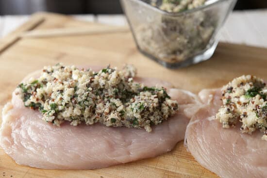 Adding filling - Stuffed Chicken Breast with Quinoa and Spinach