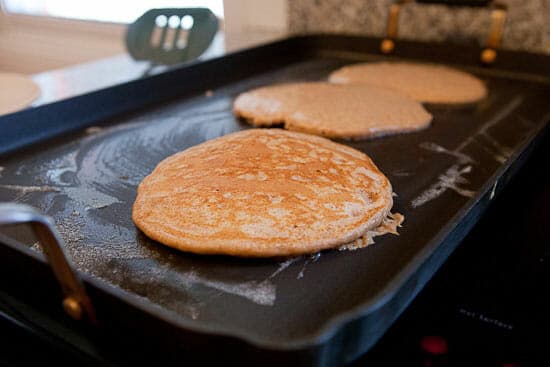 Churro Pancakes on the griddle