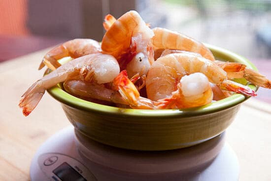 Raw shrimp for my Shrimp Burger Recipe