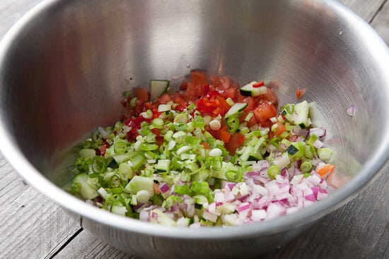 Diced veggies for Chicken Salad Pitas