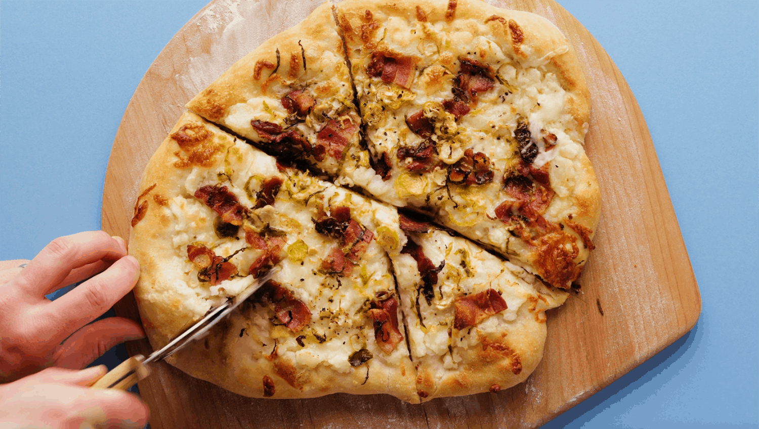 Mashed Potato Pizza with Bacon and Sprouts