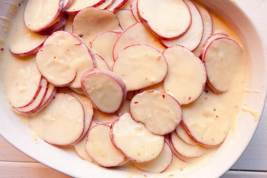 Red Potatoes Au Gratin - ready to bake.