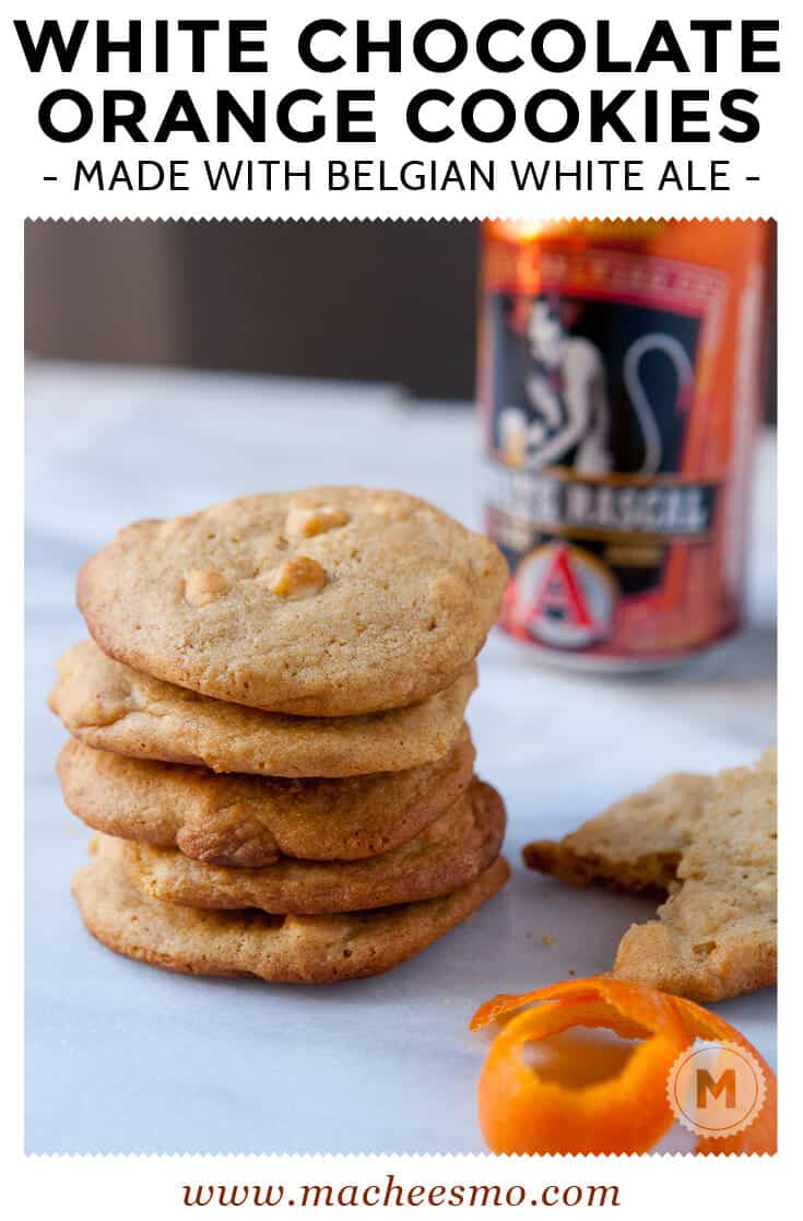 White Chocolate Orange Cookies - Packed with chocolate chips and orange zest and seasoned with a reduced white ale honey. Be sure to check out the secret spice that takes these cookies over the edge!