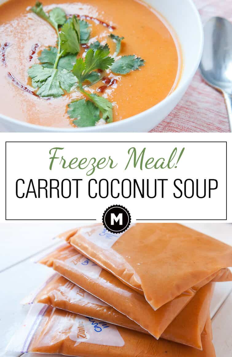 Carrot Coconut Soup: A simple but tasty soup that freezes perfectly. Make a huge batch and stock your freezer!