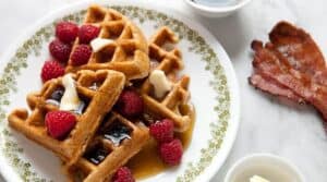 The best way to freeze and reheat waffles! Make a big batch and have quick and delicious breakfasts ready to go in minutes!