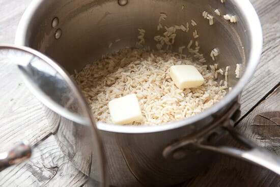 Rice steamed for bowls.