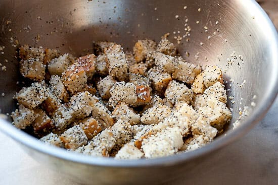 coated croutons.
