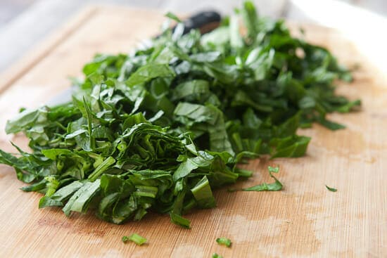 Chopped spinach for salad.