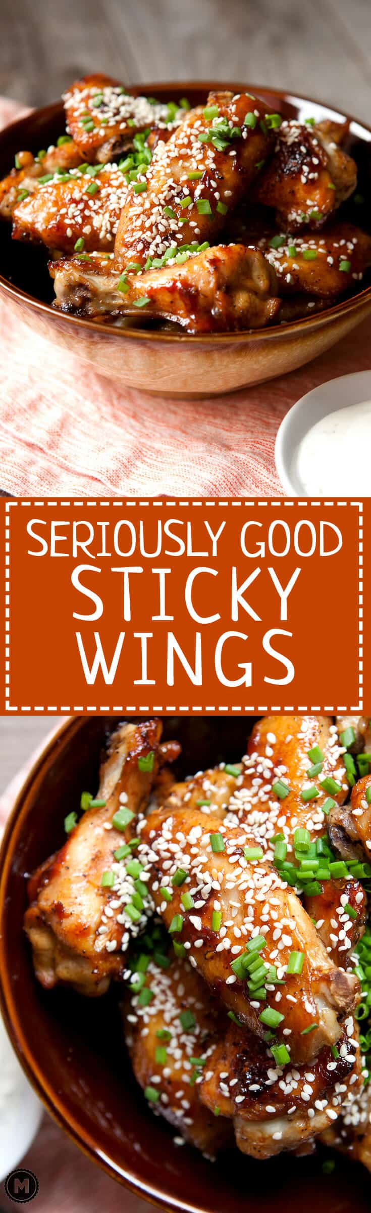 Spicy Sticky Chicken Wings: Glazed with a soy sauce, hoisin, and chili garlic glaze, these baked wings are so addictive. You won't want to share the bowl! | macheesmo.com