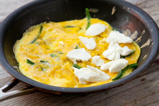 Golden beet omelet with cheese.