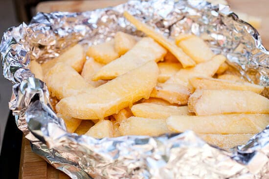 Grilled Poutine foil packs.