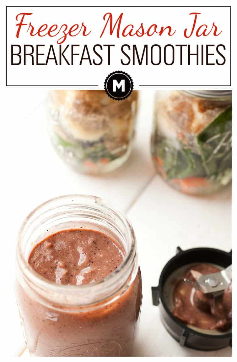 Freezer Mason Jar Smoothies: For a quick breakfast, freeze all your fruits and veggies in a mason jar and then use a quick blender hack for an instant and healthy way to start the day!