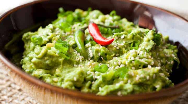 Thai Guacamole: A nice twist on the classic appetizer with spicy Thai bird chilis, sesame oil, and lots of fresh herbs. Share it or don't!
