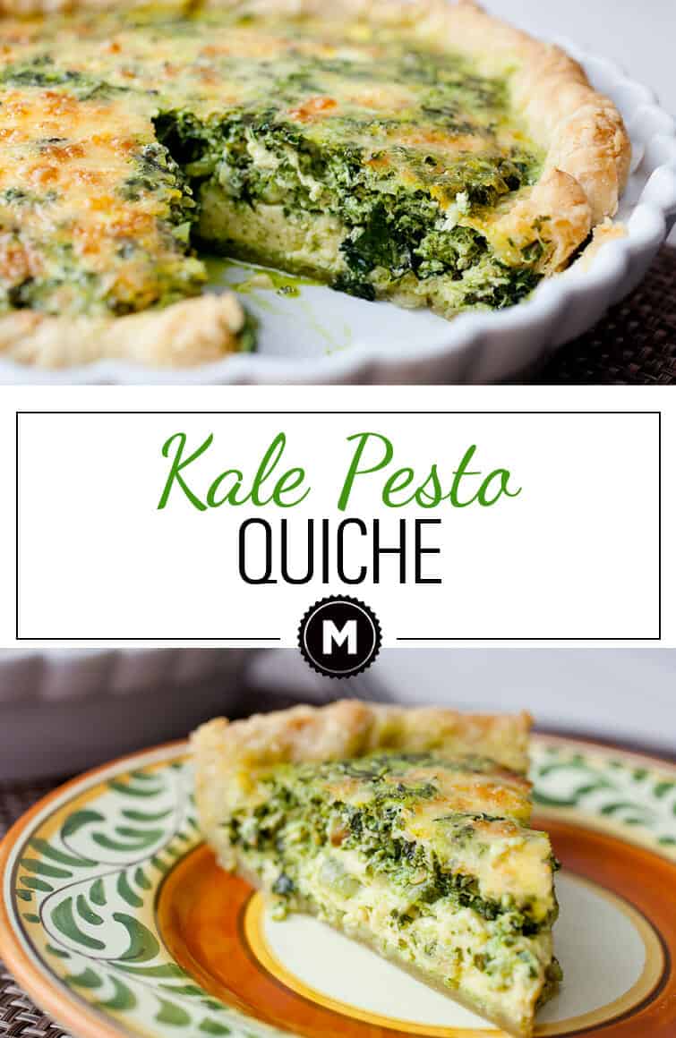 Pesto Kale Quiche: Packed with sautéed kale, pesto, and parmesan, this quiche is my new favorite brunch item. Inspired from a Whisked! DC Bakery item! 