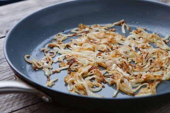 Caramelized onion cooking.