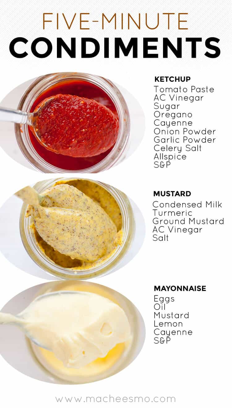 Three 5-minute Condiments: You can make delicious ketchup, mustard, and mayonnaise at home in just a few minutes with the right recipe and right technique! Be sure to check out the post for my immersion blender mayo trick!