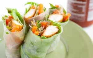 Sriracha Chicken Spring Rolls: A fresh and spicy spring roll that's substantial enough to make a meal out of, but also works great as an appetizer!