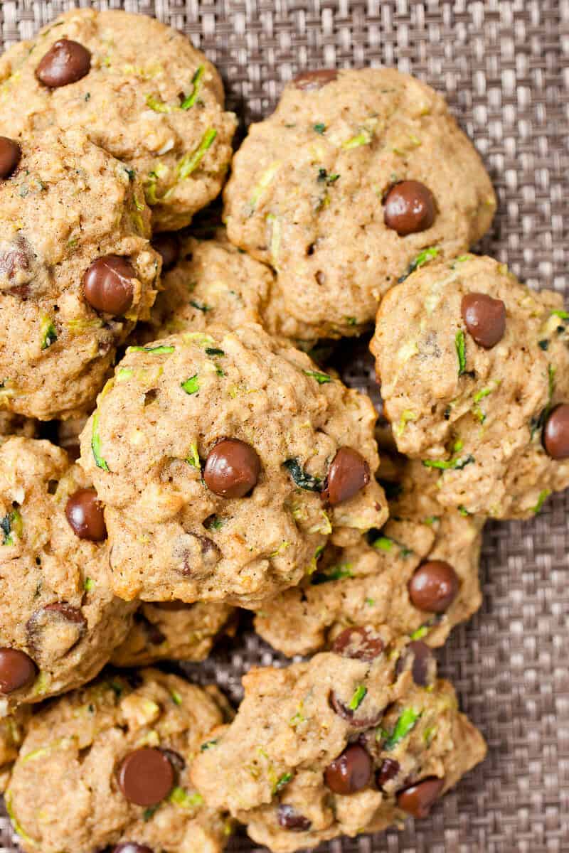 Zucchini Chocolate Chip Cookies - A perfect way to use up some extra zucchini! These cookies are packed with shredded zucchini and chocolate chips. The secret ingredient that pulls it all together? Almond granola!