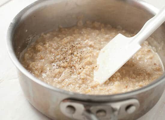Cooking the oatmeal in the bacon grease.