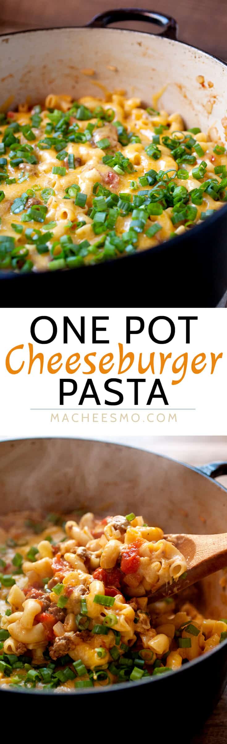 One Pot Cheeseburger Pasta: Everything cooked in one pot: beef, onions, and pasta! Some say it's impossible, but this is the way to make it happen! Plus, a nice little lid of cheddar cheese on top finishes off this pasta dish and makes it very worth your while. DIG IN. | macheesmo.com