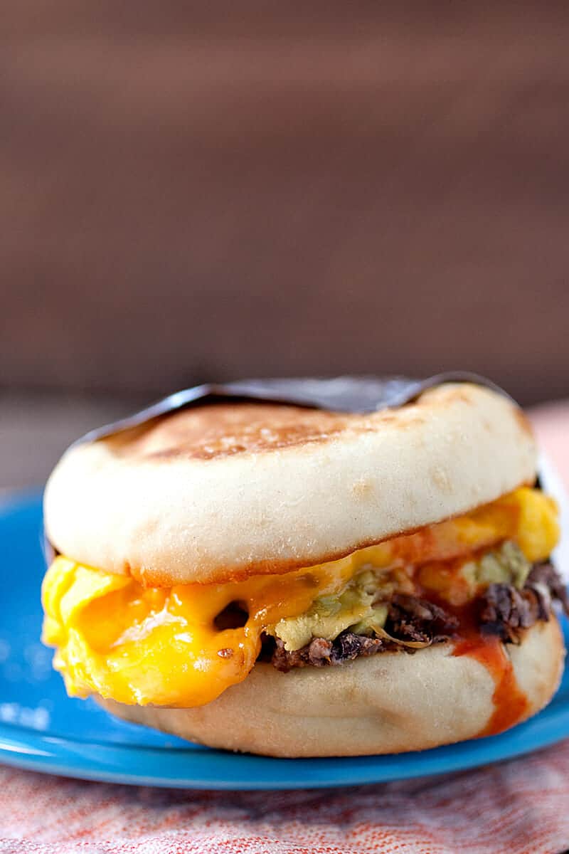 5 Minute Protein Breakfast Sandwich - This quick sandwich is ready in no time and is packed with protein and good fats to get your day off to a great start.  Wrap it up and eat it on the go and skip the drive-thru lane!  |  macheesmo.com