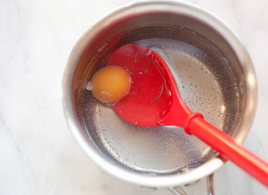 Egg yolk quick cook for tartare.