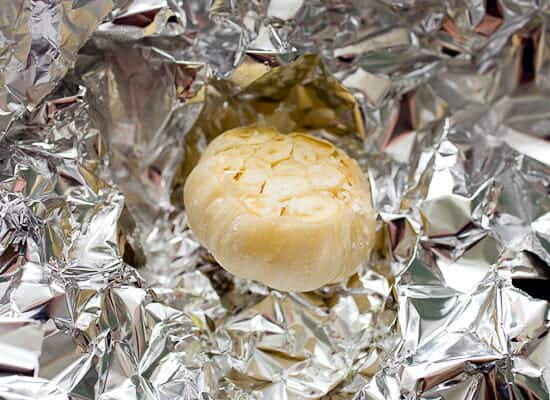 Roasted Garlic wrapped in foil.