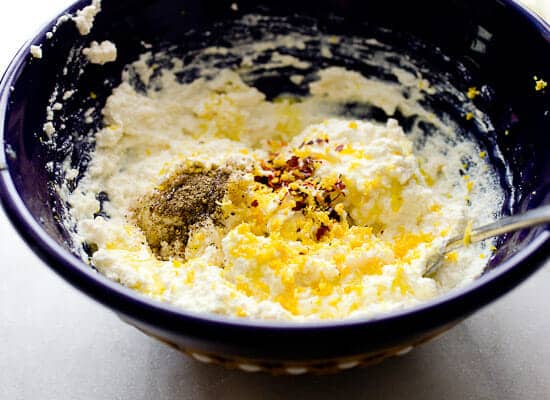 Roasted Garlic Ricotta cheese mixture.
