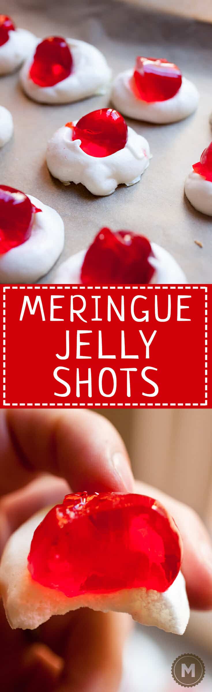Meringue Jelly Shots: Fun orbs of jelly (with some optional booze) nestled in a completely edible meringue cup. Really fun and a perfect party treat! | macheesmo.com