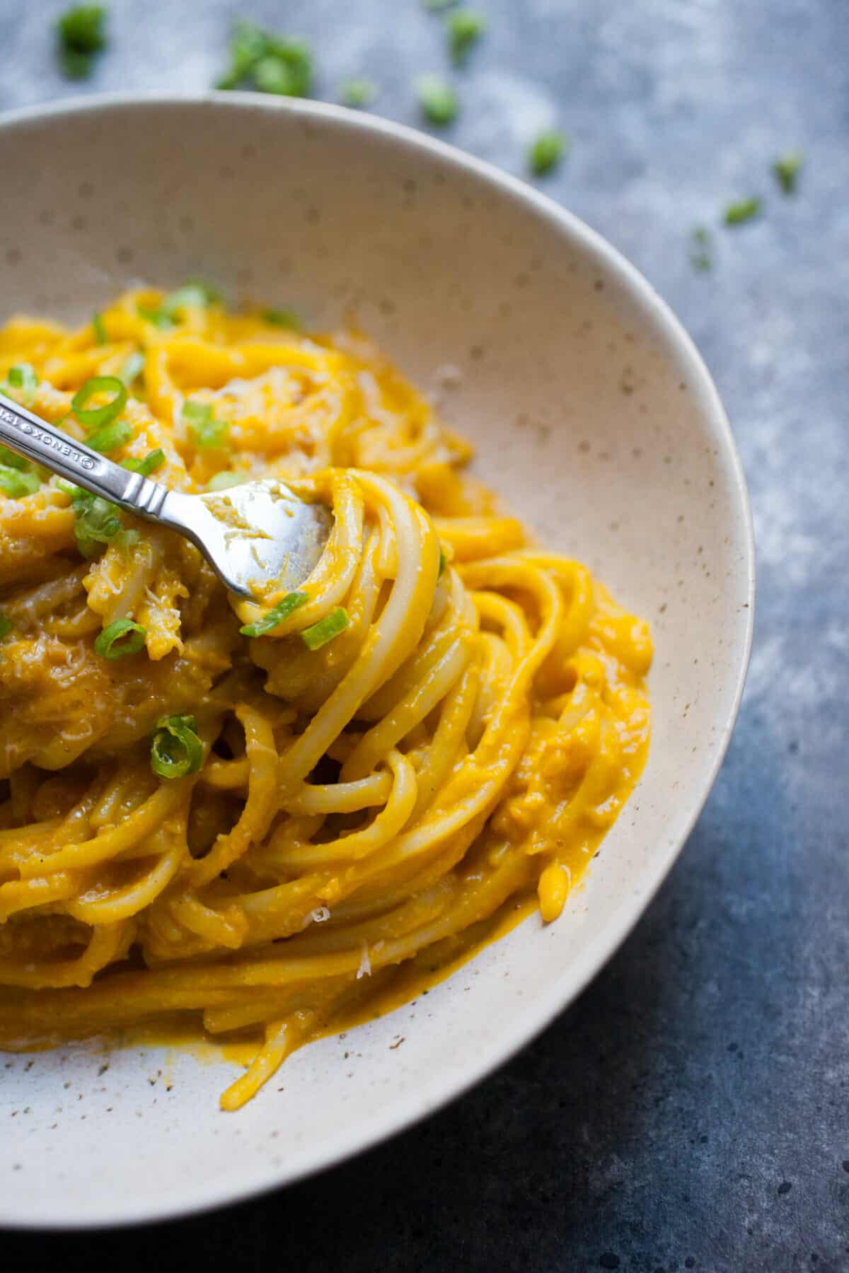 Creamy Kabocha Squash Noodles: These delicious and hearty noodles are made with blended squash plus a few simple ingredients. You're going to love this quick hearty winter noodle dish! | macheesmo.com